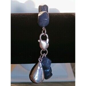 Sterling Silver Charm Sodalite Chunky Vintage Bracelet Tested